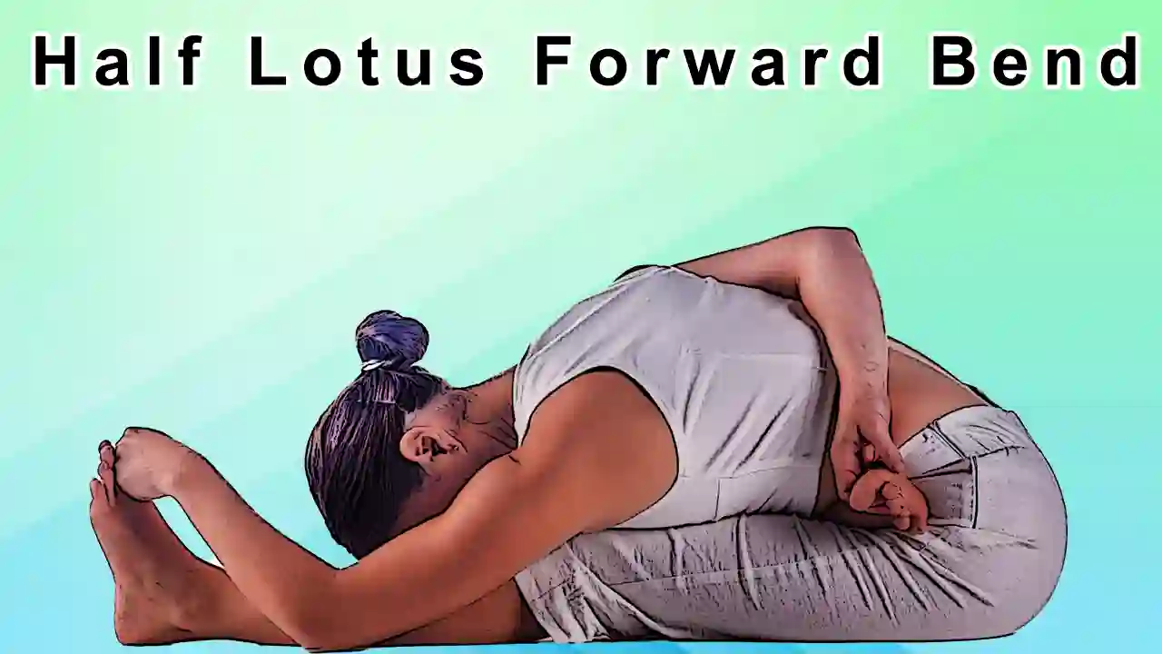 Half Lotus Forward Bend Yoga Pose